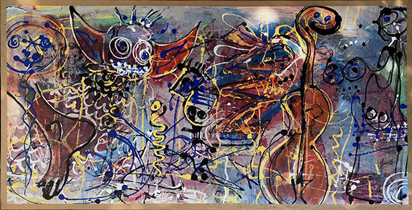 peinture de denise grisi incluant un cliché Hipstamatic, #chat#transparence #traces#coeur#disparition